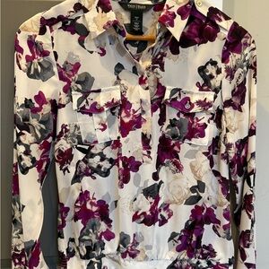 White House Black Market Silk Floral Blouse